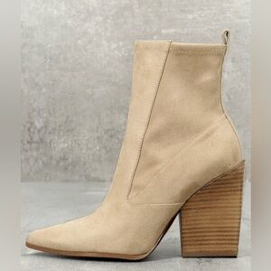 Kendall & Kylie Natural Suede Pointed Mid-Calf Boots